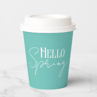 Gobelets En Papier Hello Spring Turquoise