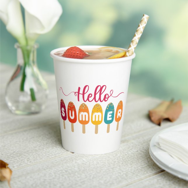 Gobelets En Papier Hello Summer Colorful Popsicle (Insitu)