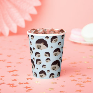 Gobelets En Papier Hérisson (Arrière - plan bleu)