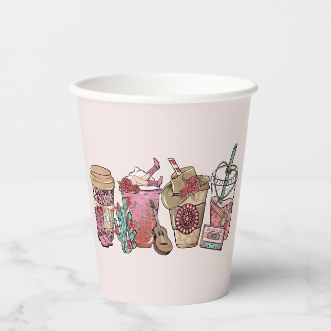 Gobelets En Papier Heure du café Cowboy (Recto)