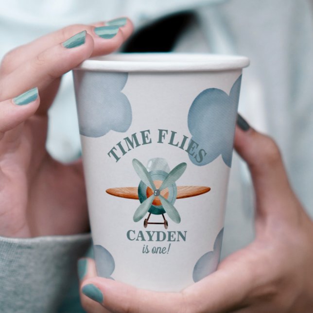 Gobelets En Papier Heure Vol avion Anniversaire (Créateur téléchargé)