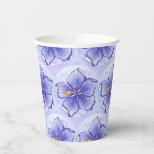 Gobelets En Papier Hibiscus & dentelle BLEU
