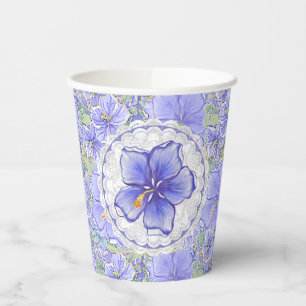 Gobelets En Papier Hibiscus & dentelle BLEU