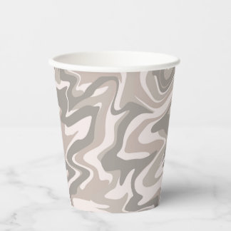 Gobelets En Papier Hippie les années 70 Gris Marbre Liquide Swirl Boh