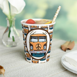 Gobelets En Papier Hippie Van Retro style Vintage des années 1970 Ann