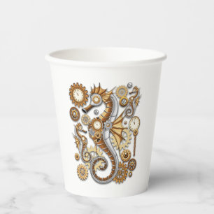 Gobelets En Papier Hippocampe Steampunk Art Suréaliste Vintage