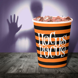 Gobelets En Papier Hocus Pocus Orange Stripes Halloween Paper Cup