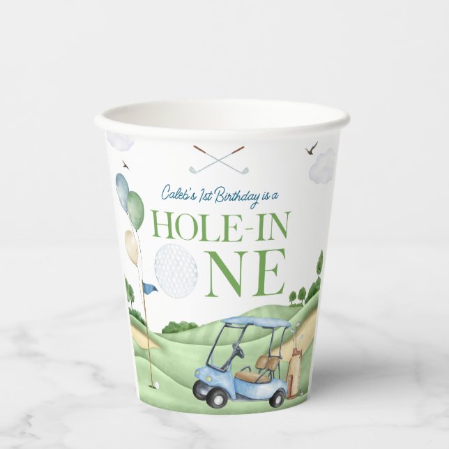Gobelets En Papier Hole In One Boy Golf First Birthday Par-Tee (Recto)