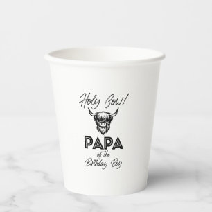 Gobelets En Papier Holly Cow Papa Of The Birthday Boy Highland Cow 1 