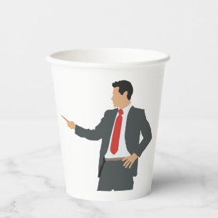 Gobelets En Papier Homme d'affaires professionnel en costume avec poi