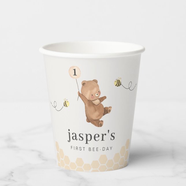 Gobelets En Papier Honey Bear First Bee day (Recto)