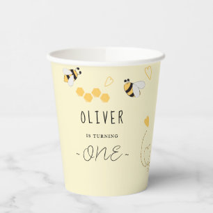 Gobelets En Papier Honey Bee First Bee day Anniversaire Sexe Neutre