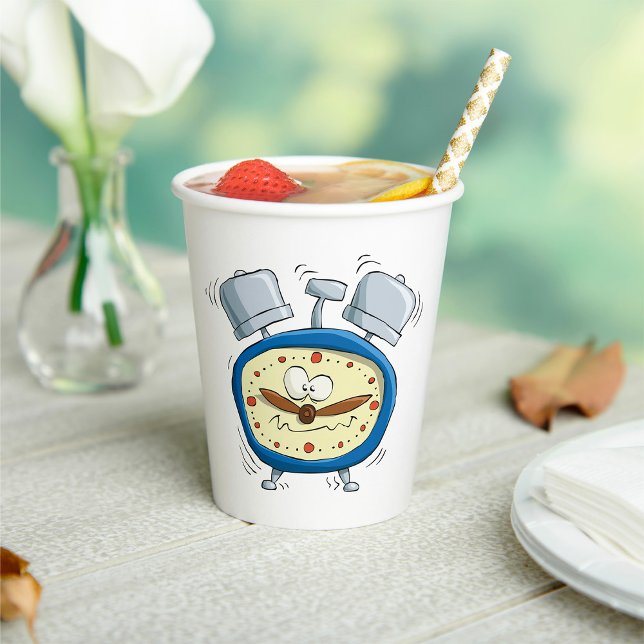 Gobelets En Papier Horloge Drôle D'Alarme Cartoon Quirky Se Réveiller (Créateur téléchargé)