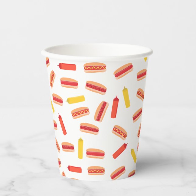 Gobelets En Papier Hot Dog Fast Food Motif barbecue (Recto)