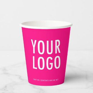 Gobelets En Papier Hot Pink Paper Cups Custom Business Logo 8 oz