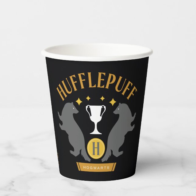 Gobelets En Papier HUFFLEPUFF™ Badger and Cup House Pride Graphisme (Recto)