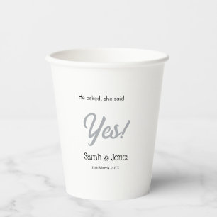 Gobelets En Papier Il a demandé elle a dit oui engagement simple arge