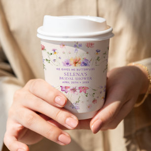 Gobelets En Papier Il Me Donne Des Papillons Violets Baby Shower