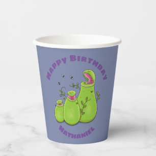 Gobelets En Papier Illustration de caricature plante de lanceur drôle