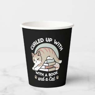 Gobelets En Papier Illustration de chat Lover - Curled Up & Cosy