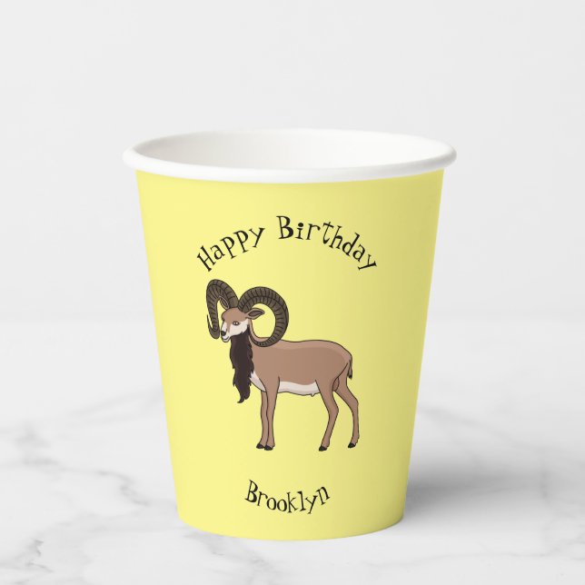 Gobelets En Papier Illustration de chèvre de Mouflon (Recto)