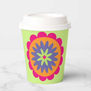 Gobelets En Papier illustration de formes florales orange et rose