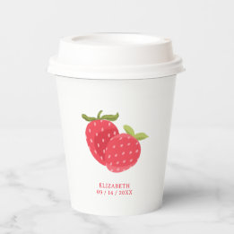 Gobelets En Papier Illustration de fraise mignonne pour le 1er annive