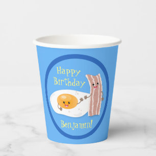 Gobelets En Papier Illustration du bacon mignon et de l'oeuf