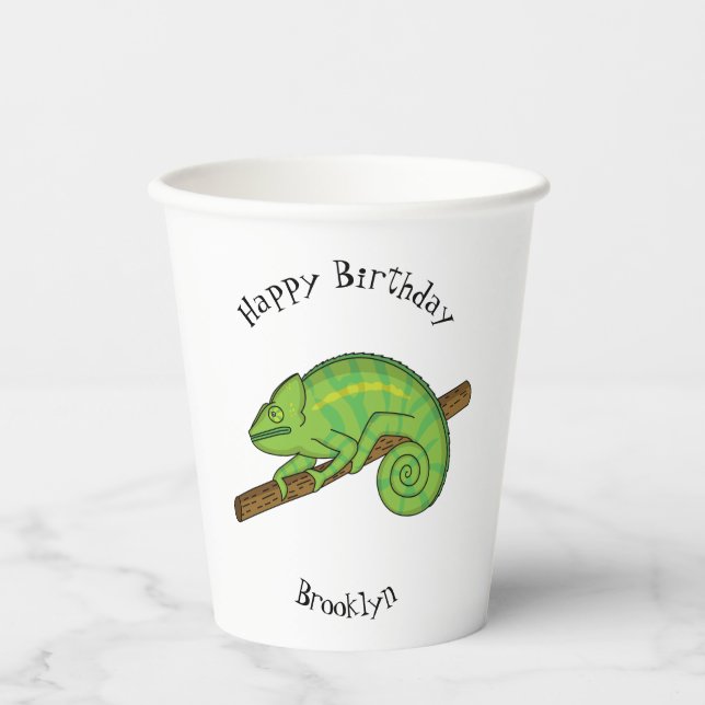 Gobelets En Papier Illustration du caméléon de la parson (Recto)