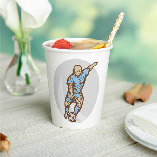Gobelets En Papier Illustration du joueur de football vintage Retro F