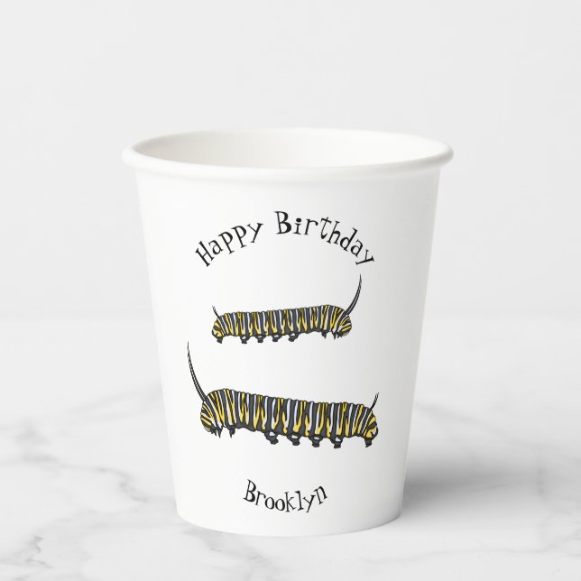 Gobelets En Papier Illustration Monarch caterpillar (Recto)
