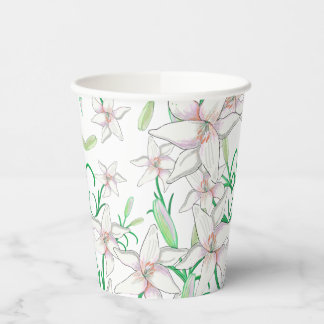 Gobelets En Papier Illustration White Lilies