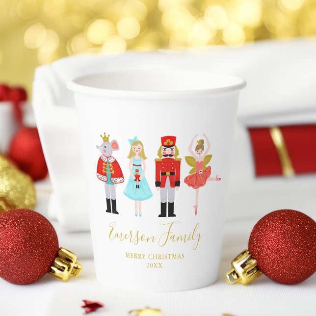 Gobelets En Papier Illustrations des personnages de noisette de Noël (Créateur téléchargé)