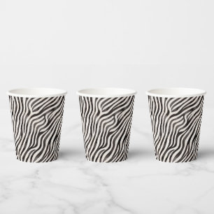 Gobelets En Papier Impression Animale Moderne Mariage Blanc & Noir