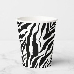 Gobelets En Papier Impression d'animal de safari rayures zèbre noir e