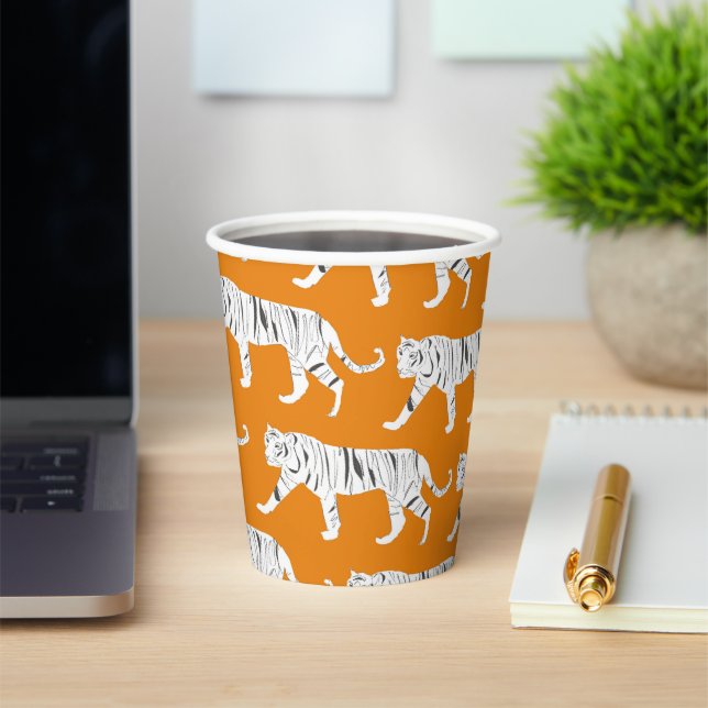 Gobelets En Papier Impression de tigre orange (Insitu)