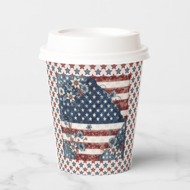 Gobelets En Papier Indicateur de pays 4 juillet (Recto)