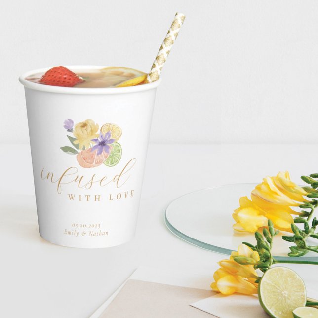 Gobelets En Papier Infusé avec l'amour Cocktail Citrus Fruits et fleu (Créateur téléchargé)