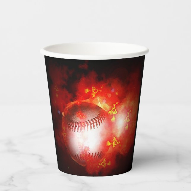 Gobelets En Papier Inspiration Flaming Baseball (Recto)