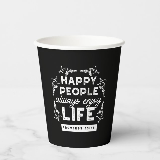 Gobelets En Papier Inspirational Christian Quote from Proverbs 15:15 (Recto)