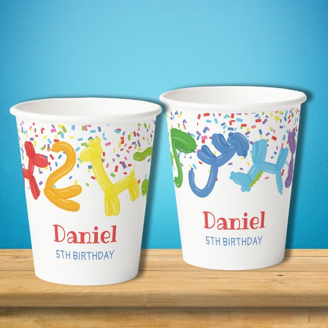 Gobelets En Papier Invitation ballons d'animaux d'anniversaire (Créateur téléchargé)