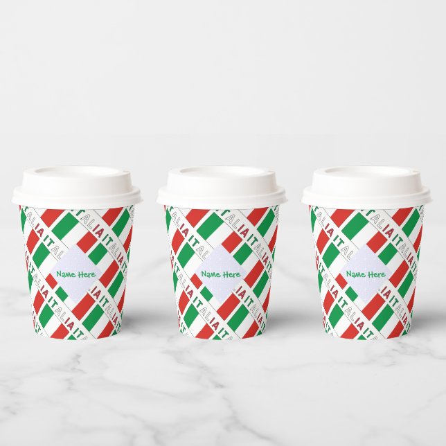 Gobelets En Papier Italia Bandiera Italiana Carrelage Vert Personnali (Multi)