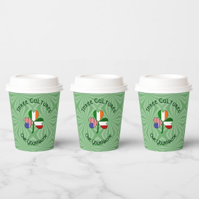 Gobelets En Papier Italian Irish American Shamrock Personalized Text (Multi)
