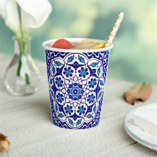 Gobelets En Papier Italien Turc Iznik Indigo Party Table