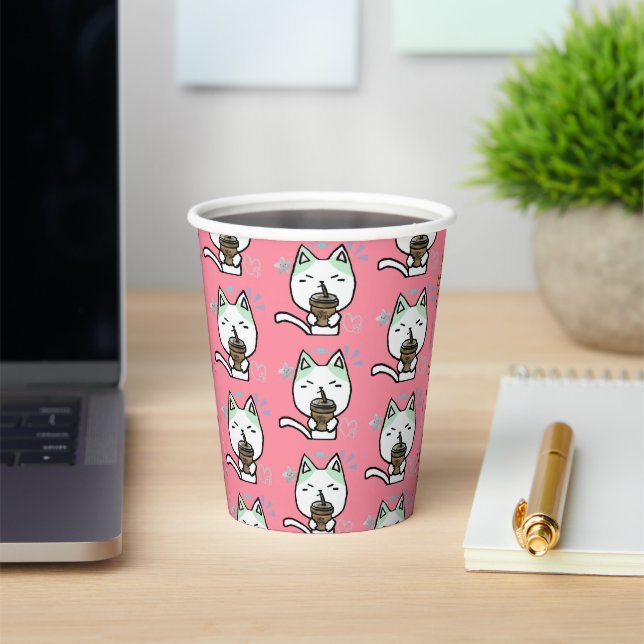 Gobelets En Papier J'Aime Vraiment Le Café Ok Cute Cat (Insitu)