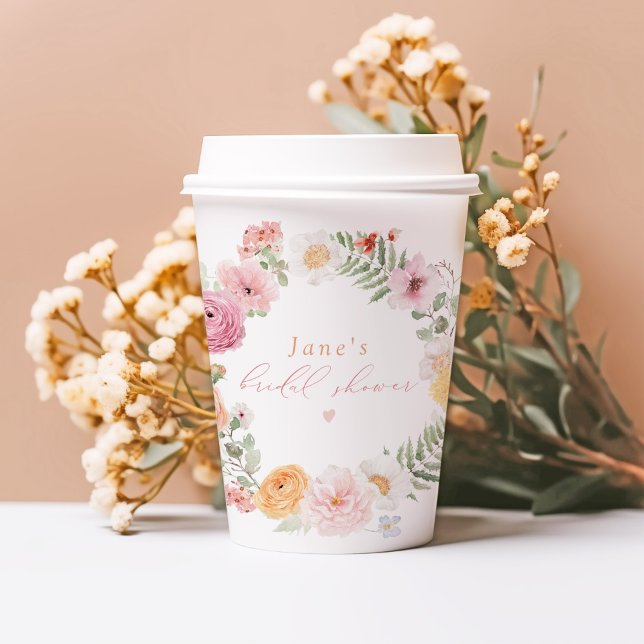 Gobelets En Papier JANE Blush Fleurs et Prosecco pour une Mariée (Créateur téléchargé)