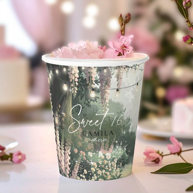 Gobelets En Papier Jardin enchanté Sweet 16 rose ID1163 (Créateur téléchargé)