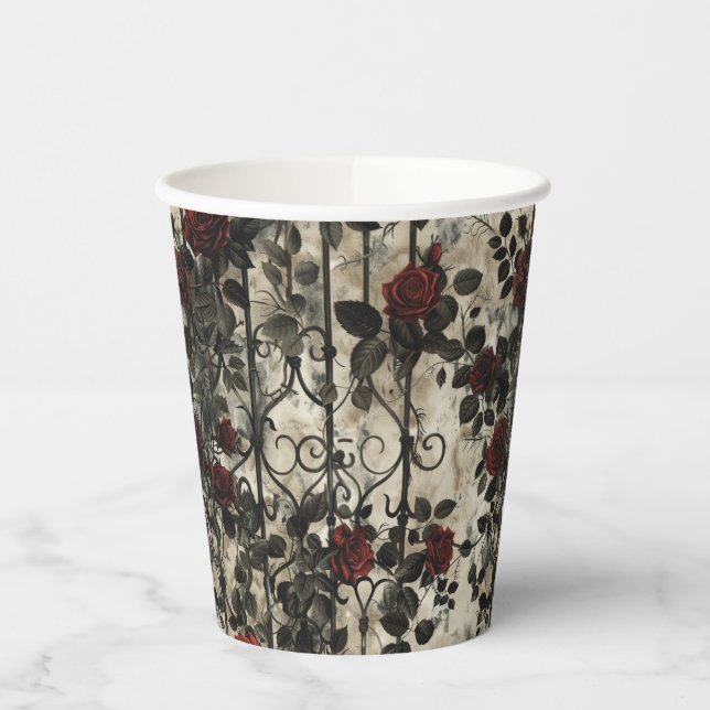 Gobelets En Papier Jardin gothique victorien Rose Motif (Gauche)