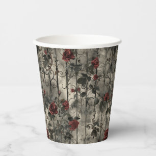 Gobelets En Papier Jardin gothique victorien Rose Motif