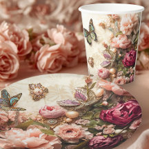Jardin papillon Rococo Galentine Élégance florale